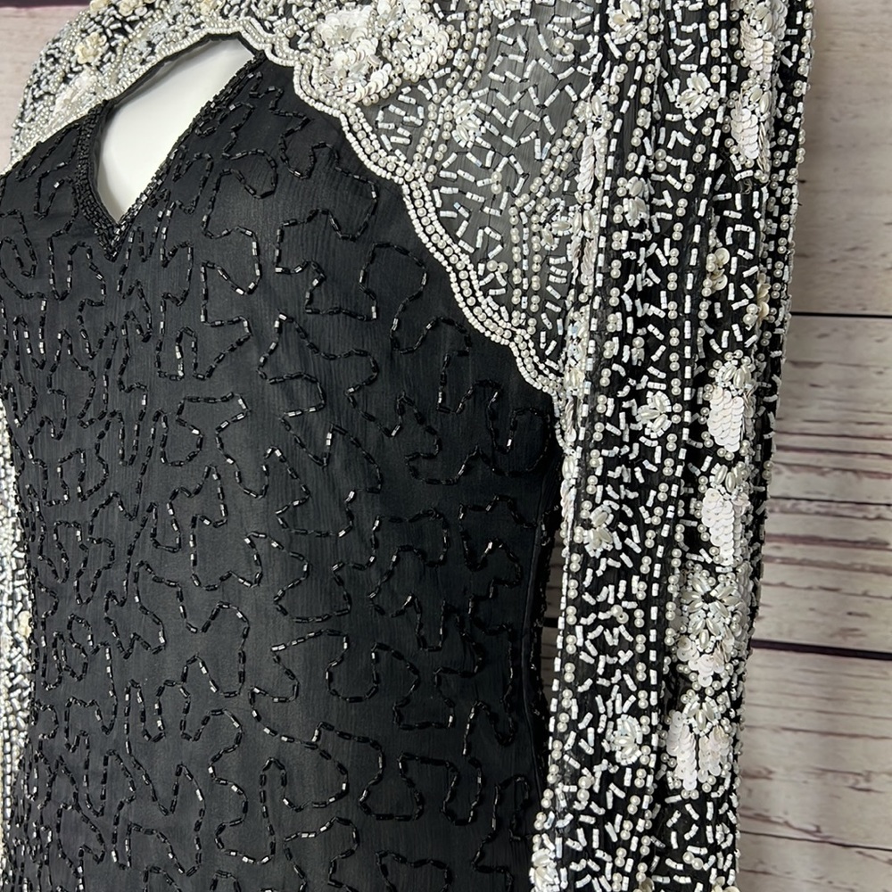 Laurence Kazar beaded cocktail dress - Picture 2 of 6